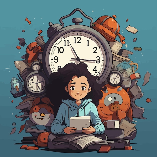 Daily_routine_with_time_and_cartoon_characters (Ежедневная_рутина_с_времени_и_карикатурными_персонажами)