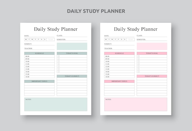 Daily Student Study and Project Planner with to do list.