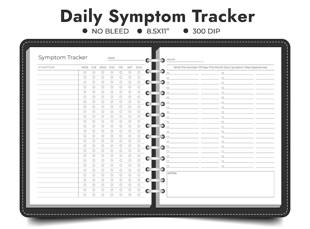 Daily Symptom Tracker Printable, Symptoms Journal, Medical Tracker