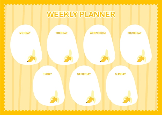 Agenda giornaliera e settimanale con banana