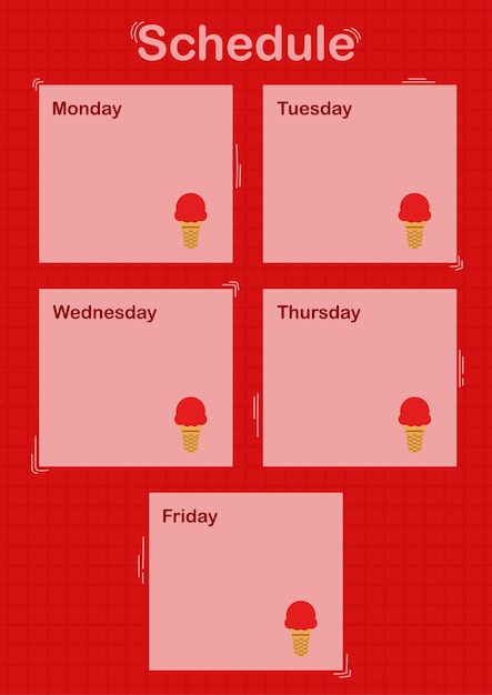 Daily and weekly planner with Ice Cream