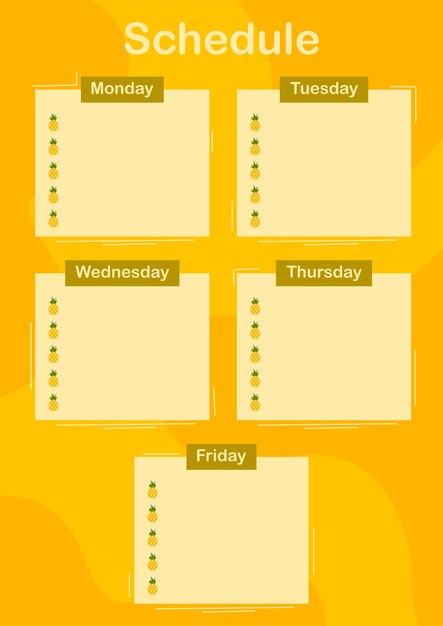 Agenda giornaliera e settimanale con ananas