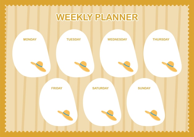 Daily and weekly planner with women hat