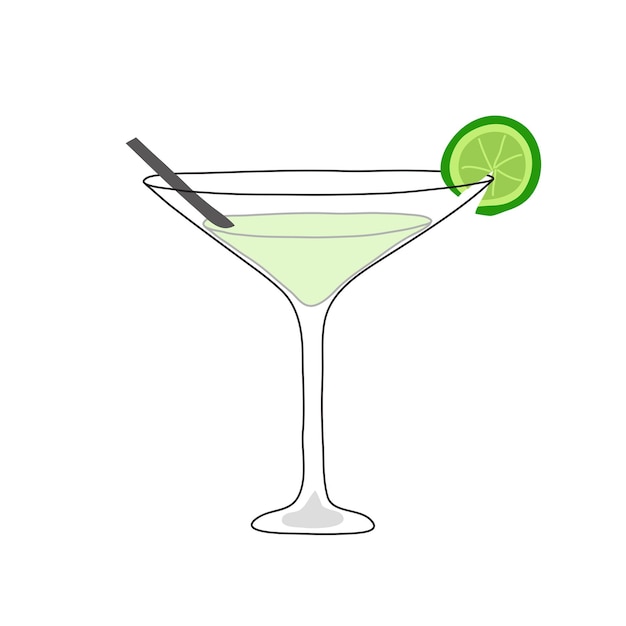 Daiquiri-cocktail. vesper-cocktail. de handgetekende stijl.