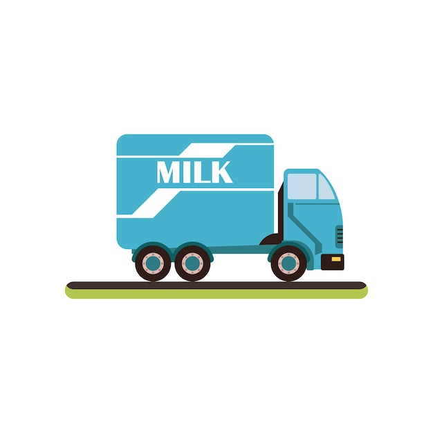 Vector dairy milk delivery service truck vector illustration isolated on a white background