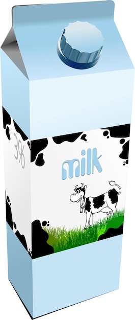 Молочные продукты в картонной коробке Milk Vector