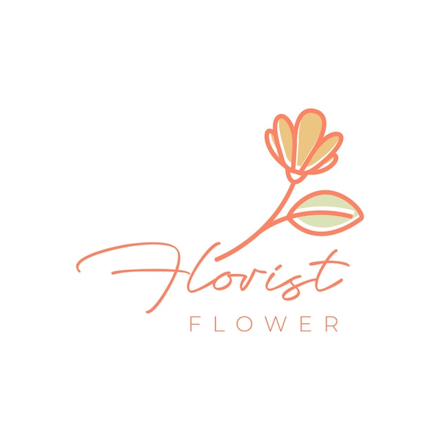 Vector daisy bloem vrouwelijke bloemist botanische lijn stijl kleurrijke moderne logo ontwerp vector icoon illustratie