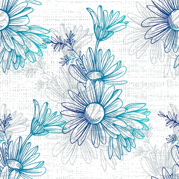 Daisy Chamomile seamless pattern