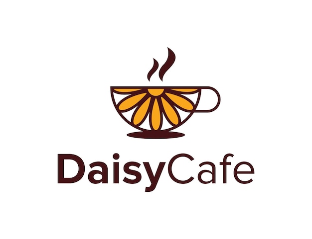 Daisy flower and cafe simple sleek creative geometric modern logo design