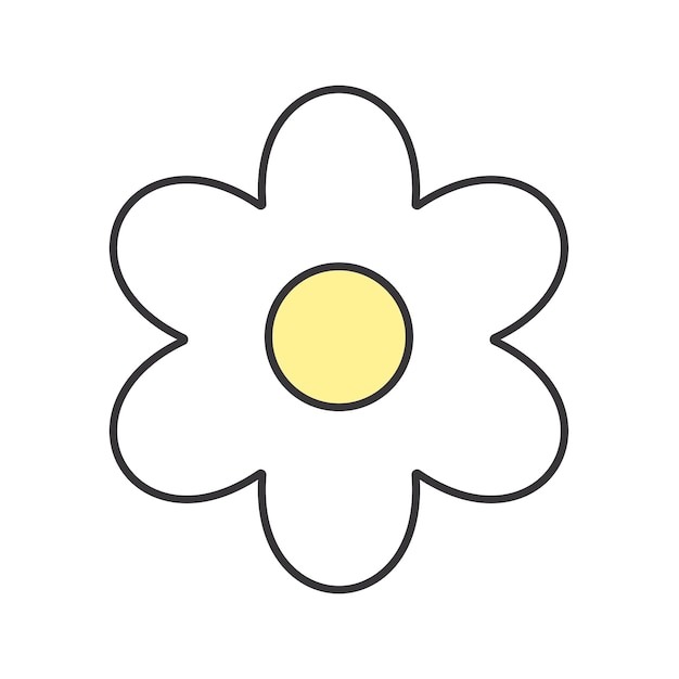 Daisy flower simple element icon illustraton isolated on white