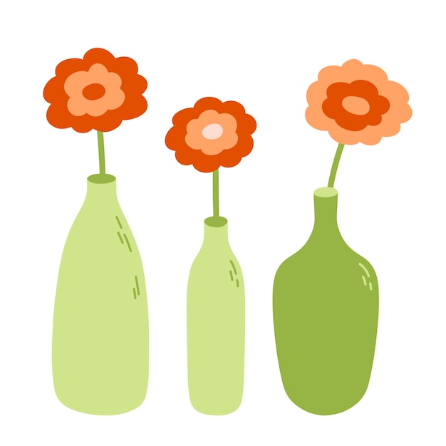 Vector daisy kamille bloem in vazen decoraties voor huis flat design vector illustratie