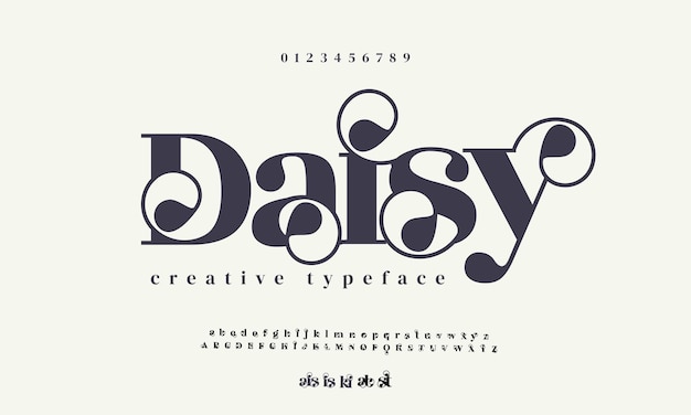 Daisy luxe elegante alfabetletters en cijfers Elegante bruiloft typografie klassieke serif-lettertype