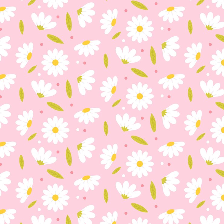 A daisy pattern on pink pastel background