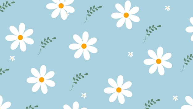 Vector daisy pattern with blue background