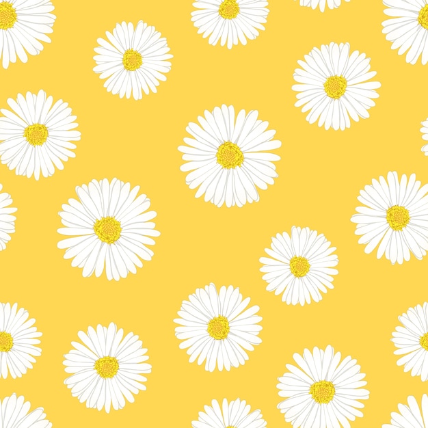 Daisy seamless on yellow background