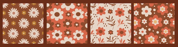 Daisy Vintage Seamless Pattern Set