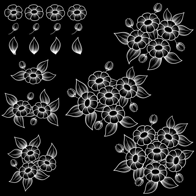 Daisy white outline elements