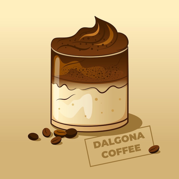 Vector dalgona coffee. delicious coffee drink.