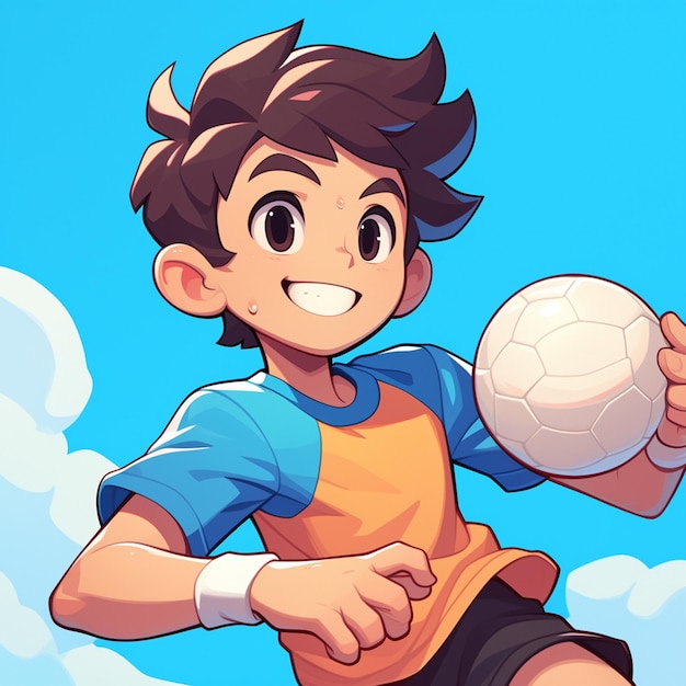 A Dallas boy plays dodgeball in cartoon style