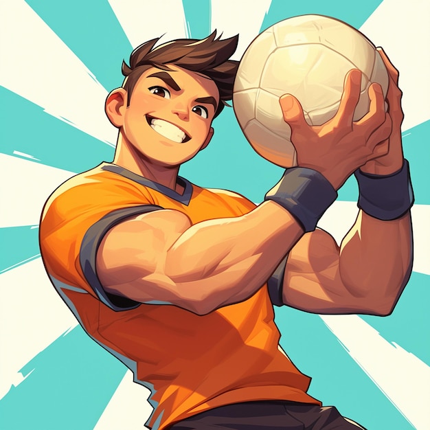 A Dallas boy plays dodgeball in cartoon style