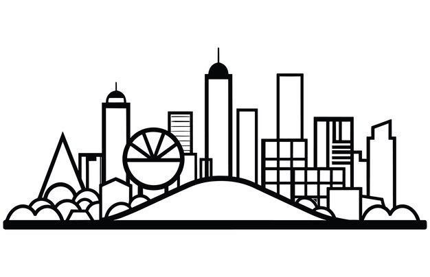 Vector dallas city vector sketch landscape line illustration skyline