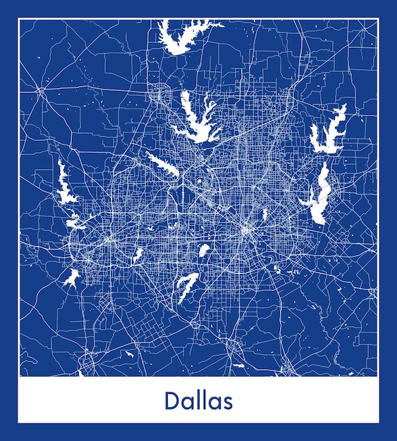 Vector dallas united states north america city map blue print vector illustration