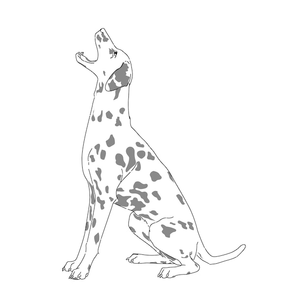 ダルマチア犬 フラットラインアートベクトルイラスト