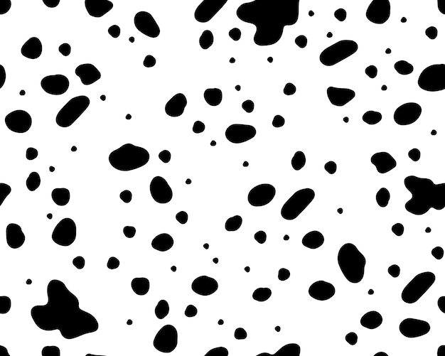 Vector dalmatian pattern seamless pattern black uneven spots animal print