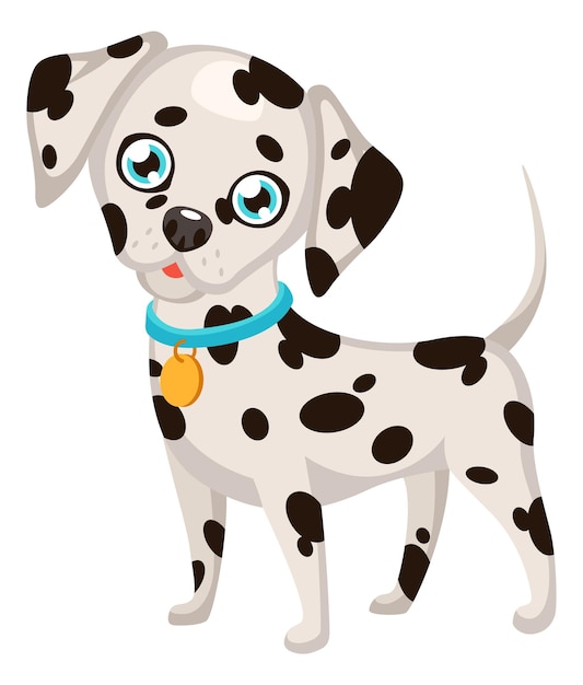 Vettore cucciolo dalmata simpatico personaggio cartoon cane piccolo isolato su sfondo bianco