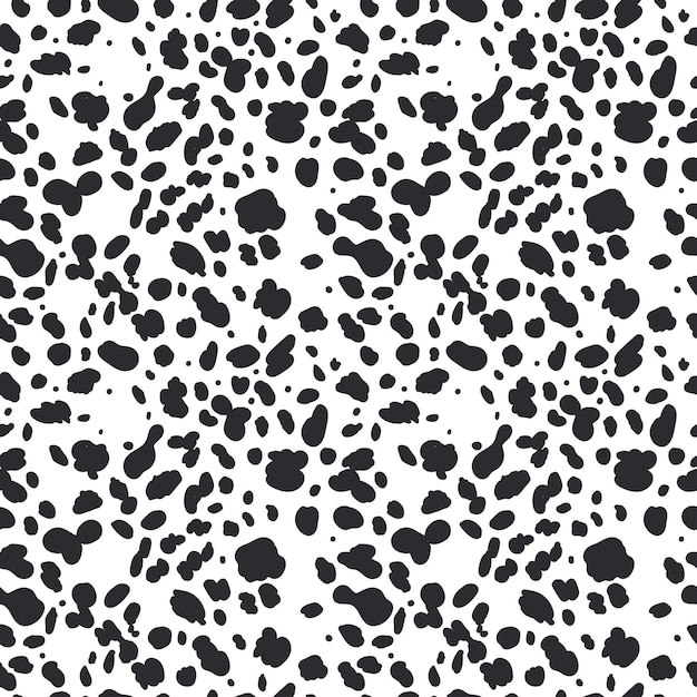 Dalmatian seamless pattern Animal skin print Dog and cow black dots on white background