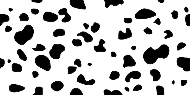 Dalmatiër of koe naadloze patroon animal print met zwarte vlekken puppy luipaard of cheetah huidtextuur voor stof wrapper textiel ontwerp vectorillustratie