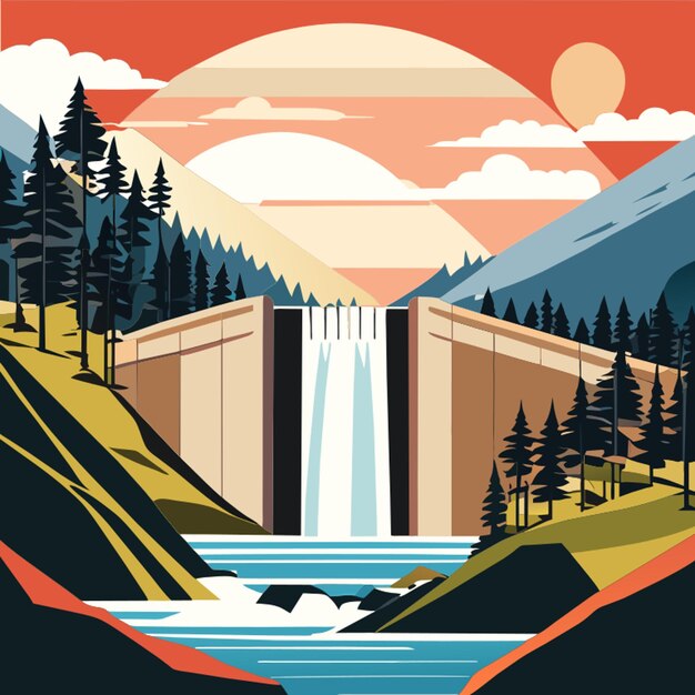 Illustrazione vettoriale della diga
