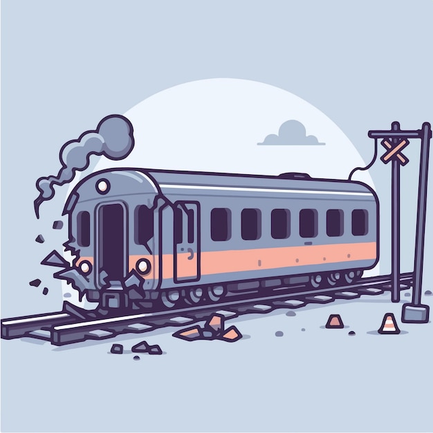 Vector damaged vector train accident