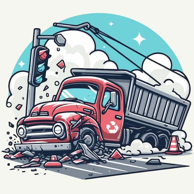 damaged vector truck accident