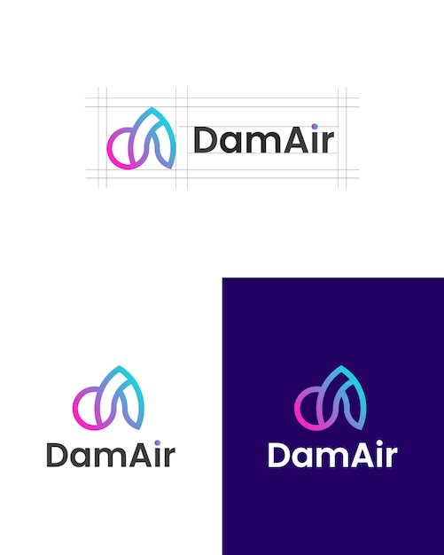 Damair DA brief modern logo ontwerp