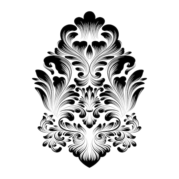 Vector damask element. isolated damask central illustration. classical luxury old fashioned damask ornament