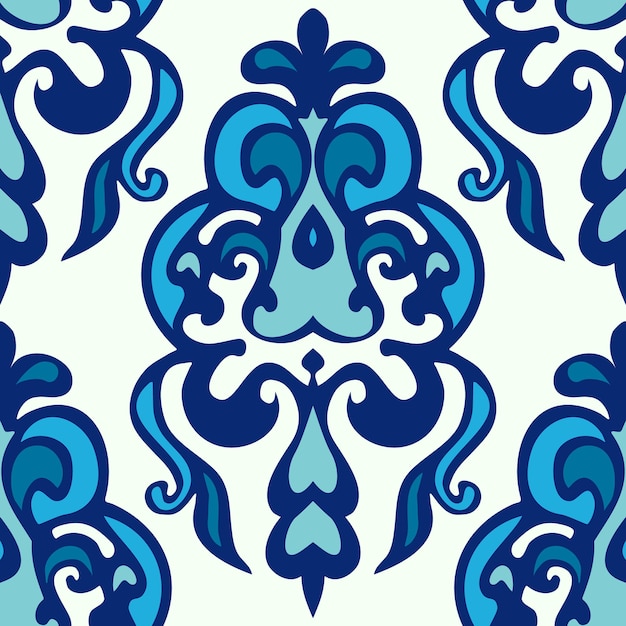 Damask ethnic floral pattern vector. winter seamless background