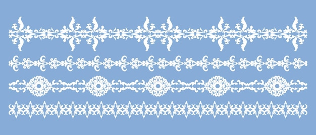 Damask horizontal vintage pattern Vector set divayder A collection of vintage frame and border