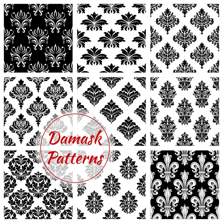 वेक्टर damask ornament seamless patterns vector set