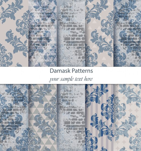 Damask patterns set collection