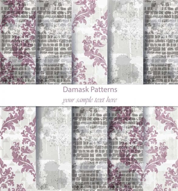 Damask patterns set collection