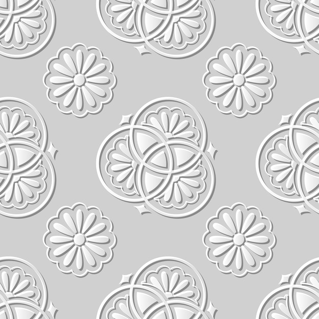 Damask seamless 3D paper art Classic Round Flower