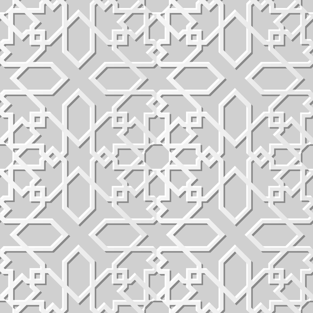 Damask seamless 3D paper art Cross Geometry Line