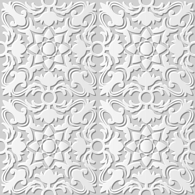 Damask seamless 3D paper art Cross Kaleidoscope Flower