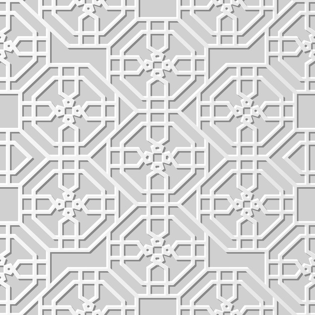 Damask seamless 3d paper art octagon cross flower