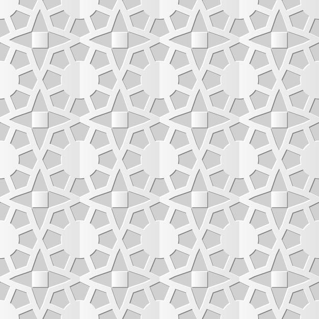 Damask seamless 3d paper art octagon square cross