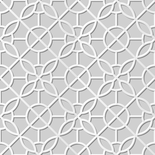 Damask seamless 3D paper art Round Cross Flower