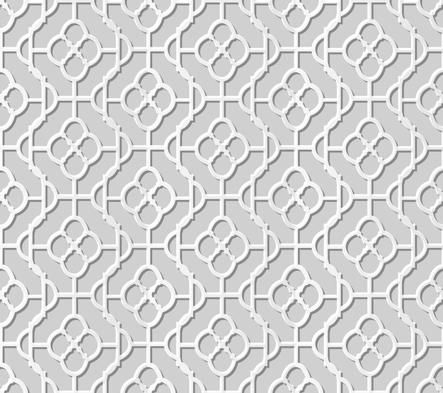 damask seamless 3d paper art round curve cross frame