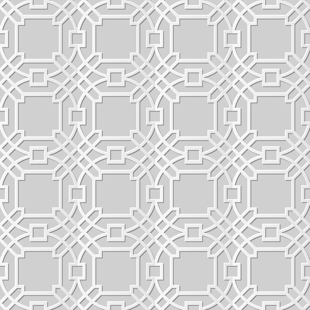 damask seamless 3d paper art round square cross