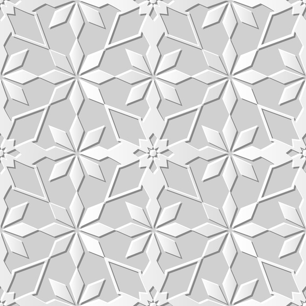 Damask seamless 3d paper art star cross flower